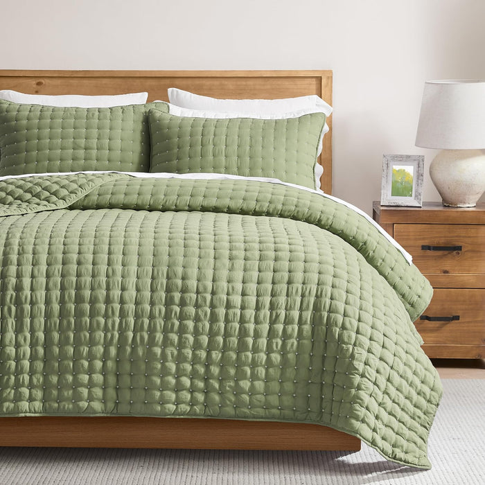 WDCOZY White Queen Size Quilt Bedding Sets with Pillow Shams, Lightweight Soft Bedspread Coverlet, Quilted Blanket Thin Comforter Bed Cover, All Season Summer Spring, 3 Pieces, 90x90 inches