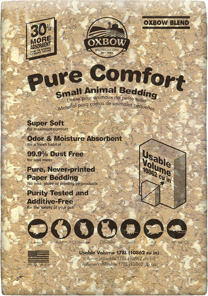 Oxbow Animal Health Pure Comfort Bedding, Rabbit, Hamster, & Guinea Pig Bedding, Bunny Supplies for Litter Box, Pet Safe, Low Dust, White Paper, 72 Liter Bag