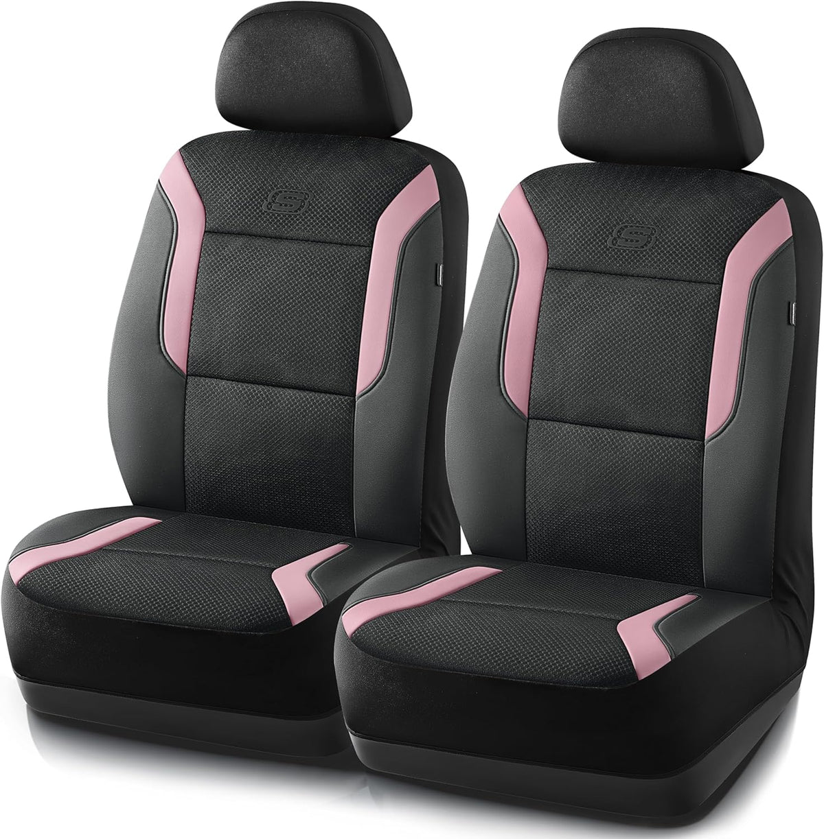 Skechers Men's Memory Foam Seat Covers, Air Cool Mesh Thick Car Seat Covers, Car Seat Covers Front Seats Airbag Compatible, Universal Automotive Comfort for Most Cars, Vans, Trucks, SUV,Black