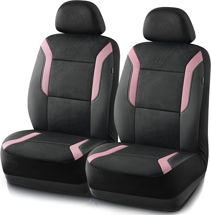 Skechers Men's Memory Foam Seat Covers, Air Cool Mesh Thick Car Seat Covers, Car Seat Covers Front Seats Airbag Compatible, Universal Automotive Comfort for Most Cars, Vans, Trucks, SUV,Black