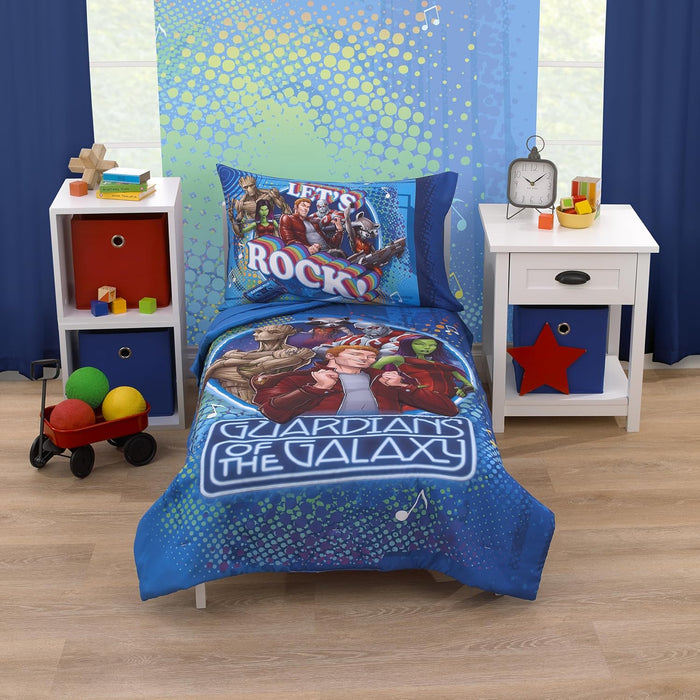 NoJo Marvel Spiderman Spidey and his Amazing Friends Spidey Time Red, Blue, and Grey 4 Piece Toddler Bed Set - Comforter, Fitted Bottom Sheet, Flat Top Sheet, and Reversible Pillowcase