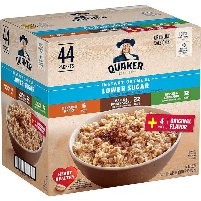 Quaker Instant Oatmeal, 4 Flavor Variety Pack, Individual Packets, 48 Count