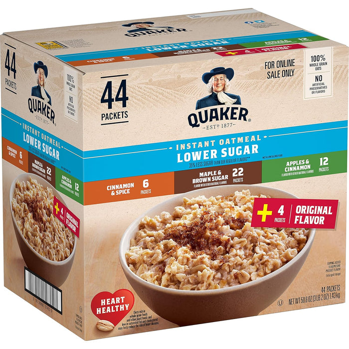 Quaker Instant Oatmeal, Raisin, Date and Walnut, Individual Packets, 1.30 Ounce (Pack of 48)