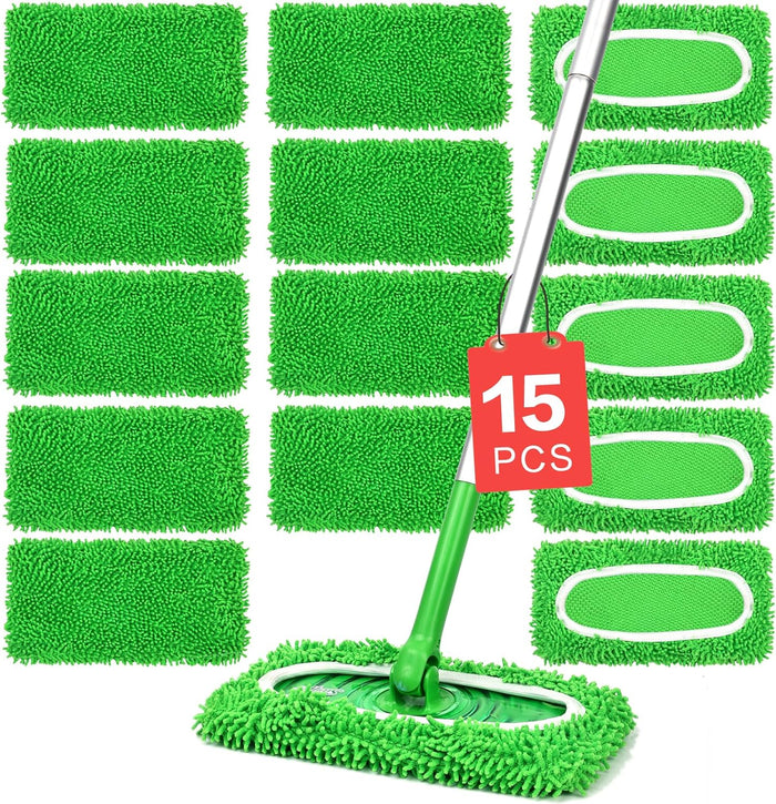 6Pcs Reusable Microfiber Mop Pads Compatible with Sweeper Mop, Replacement Wet Mopping pad Refills & Washable Dry Sweeping Cloths for Surface/Hardwood Floor Cleaning