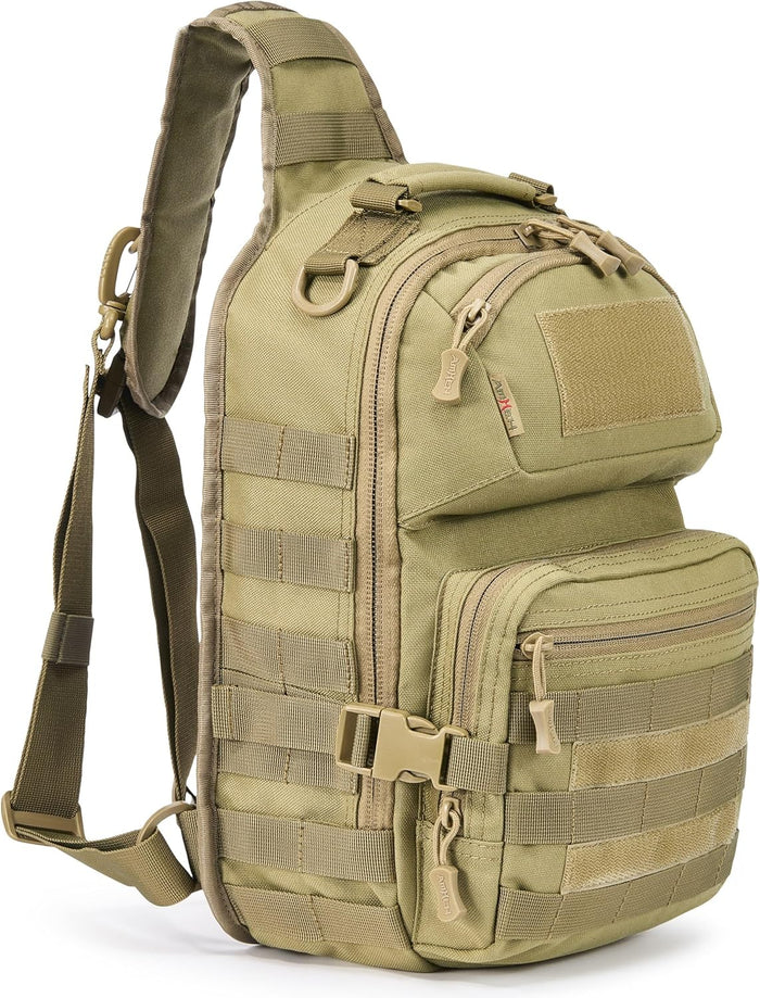 Military Tactical Crossbody Sling Bag One Strap Backpack 15L Black | Fit 12 Inch Laptop, Molle, Travel, Hiking, Daily Use