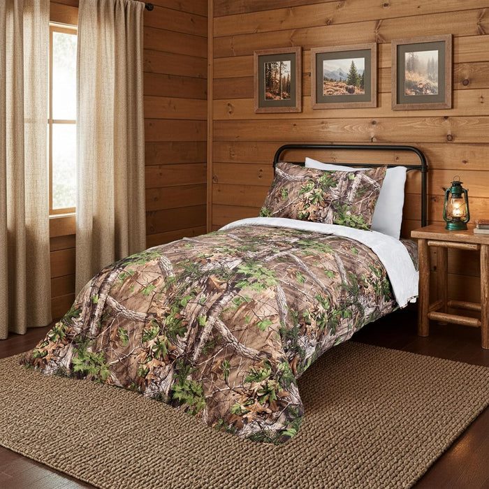 Northwest Realtree 5-Piece Full Size Bed in a Bag Set, 1 Comforter, 1 Fitted Sheet, 1 Flat Sheet, 2 Pillowcases, All Seasons Bedding, APX Camo