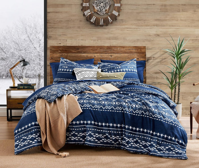 Geniospin Queen Comforter Set - 7 Pieces Reversible Bedding Set, Boho Bed in A Bag, Lightweight Soft Aztec Bedding, All Season Bed Comforter Set with Sheets, Pillowcases & Shams