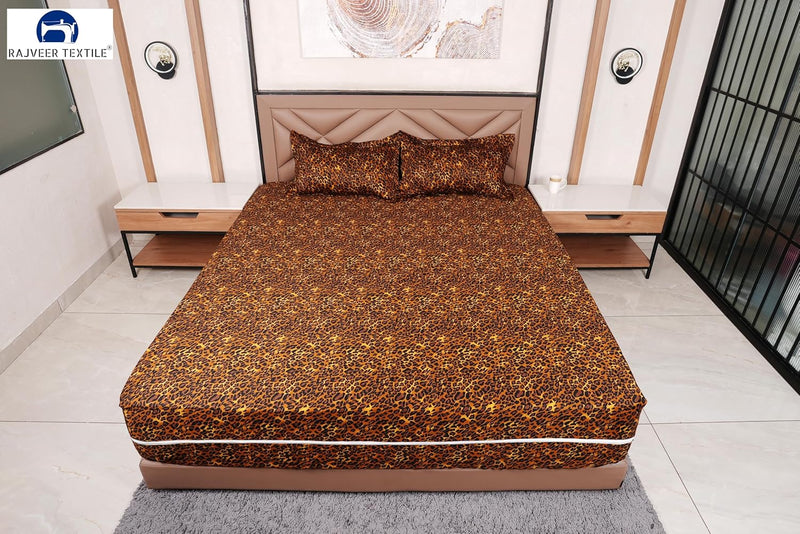 Cotton Zipper Fitted Sheet- Twin Size Luxurious Bedding Cotton Zipper Fitted Sheet 8" Inch Deep Pocket - 600 Thread Count Cotton Zipper Mattress Cover Twin - Leopard Print