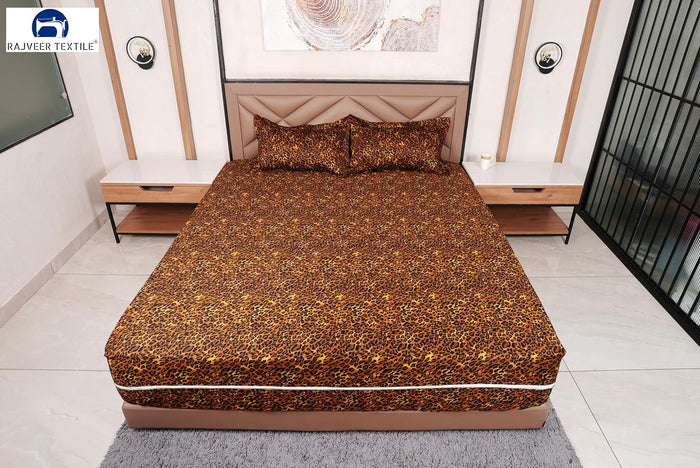 Cotton Zipper Fitted Sheet- Twin Size Luxurious Bedding Cotton Zipper Fitted Sheet 8" Inch Deep Pocket - 600 Thread Count Cotton Zipper Mattress Cover Twin - Leopard Print
