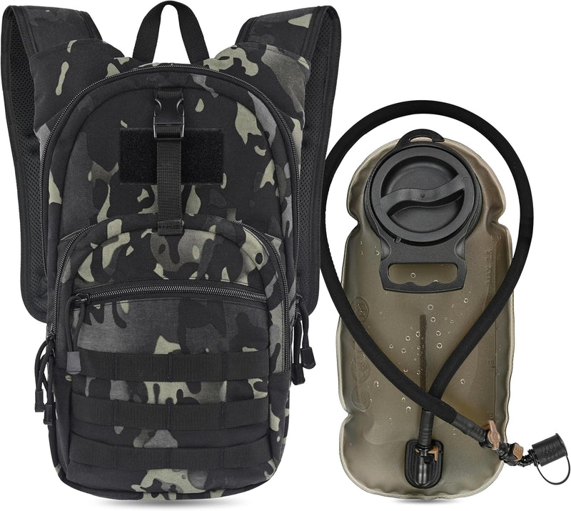 MARCHWAY Tactical Molle Hydration Pack with 2.5L TPU Water Bladder, Low-Profile Organized Military Backpack for Hiking, Cycling, Backpacking, Hunting, Running