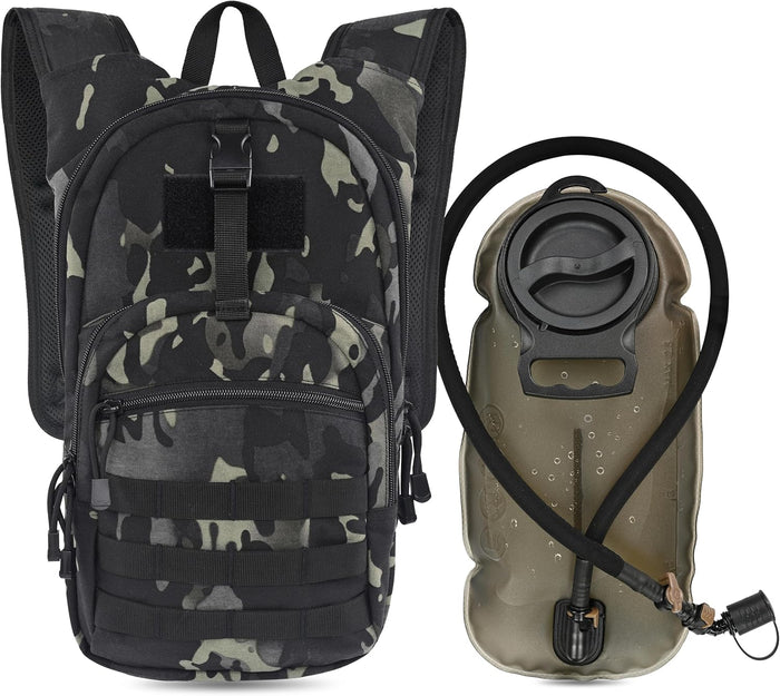 MARCHWAY Tactical Molle Hydration Pack with 2.5L TPU Water Bladder, Low-Profile Organized Military Backpack for Hiking, Cycling, Backpacking, Hunting, Running