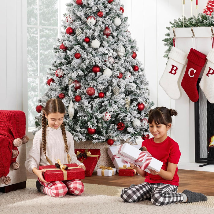 Best Choice Products Artificial Christmas Tree, 6ft Unlit Snow Flocked Design Pine Tree, Full Appearance Snowy w/Easy Assembly, Metal Stand