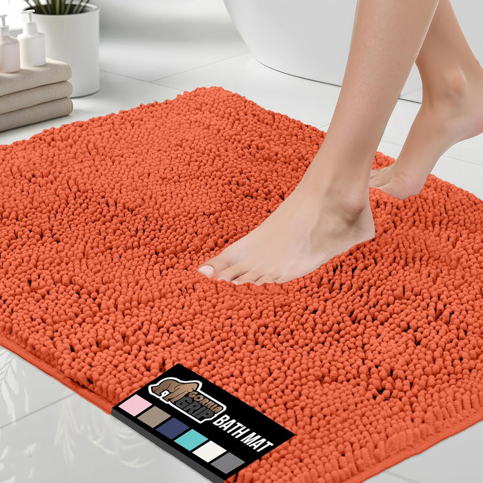 GORILLA GRIP Bath Rug Mat, Thick Soft Absorbent Chenille, Quick Dry Microfiber Mats, Rubber Backing Washable Shower Floor Rugs, Bathmat Runner, US Designed Bathroom Home Decor Accessories 24x17, Grey
