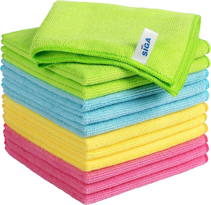 MR.SIGA Microfiber Cleaning Cloth, All-Purpose Microfiber Towels, Streak Free Cleaning Rags, Pack of 12, Grey, Size 32 x 32 cm(12.6 x 12.6 inch)