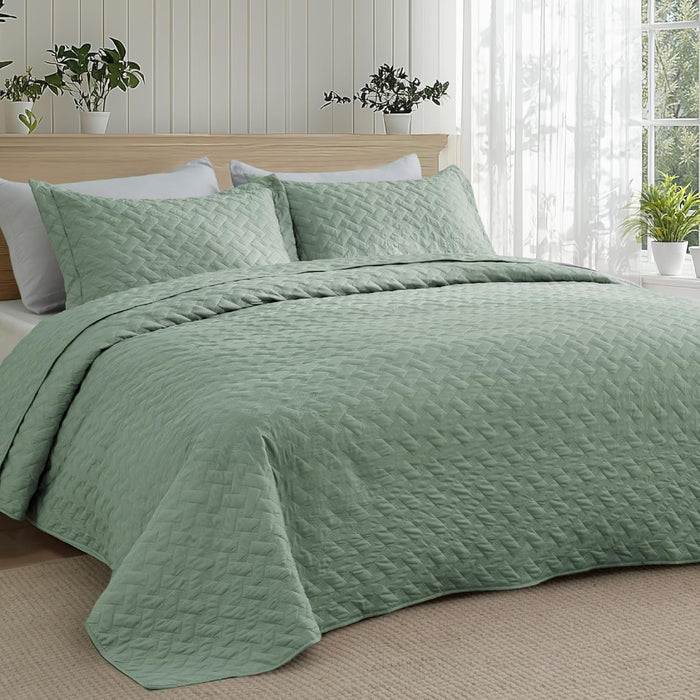 Bedsure Quilts King Size - Grey Bedspreads King Size with Basket Weave Pattern, Soft Quilt Bedding Set, Lightweight Comforter Set Coverlet for All Seasons with 2 Pillow Shams (106" x 96")