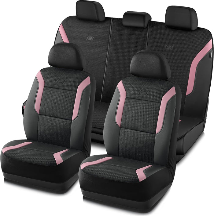 Skechers Men's Memory Foam Seat Covers, Air Cool Mesh Thick Car Seat Covers, Car Seat Covers Front Seats Airbag Compatible, Universal Automotive Comfort for Most Cars, Vans, Trucks, SUV,Black