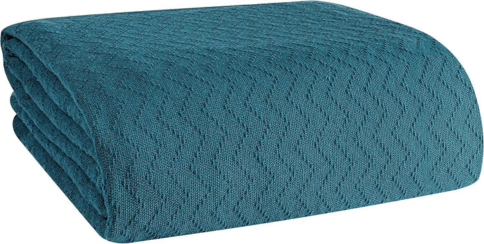 BELIZZI HOME 100% Cotton Bed Blanket, Breathable Thermal Blanket King Size, Soft Chevron 90''x102'', Perfect for Layering Any All Season, Charcoal Grey