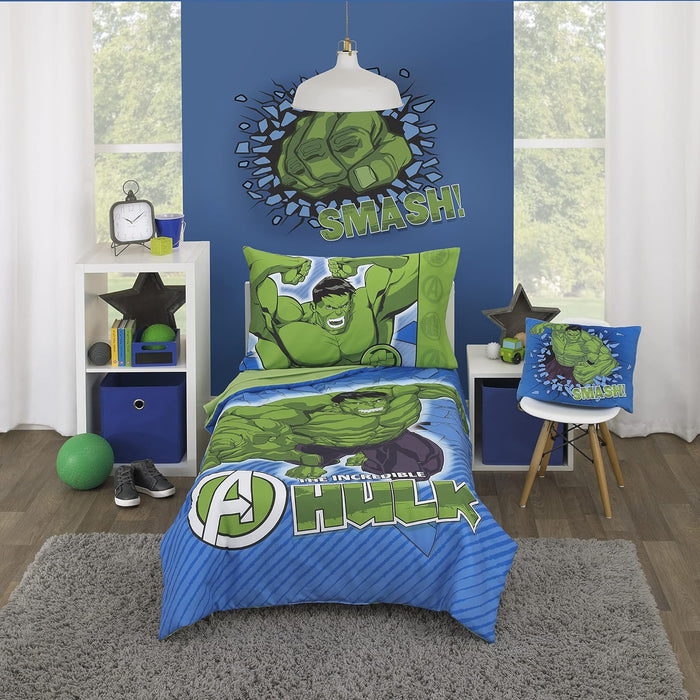 Disney Mickey's Big Adventure Blue, Red, Yellow & Green 4Piece Toddler Bed Set - Comforter, Fitted Bottom Sheet, Flat Top Sheet, Reversible Pillowcase, Blue, Red, Yellow, Green