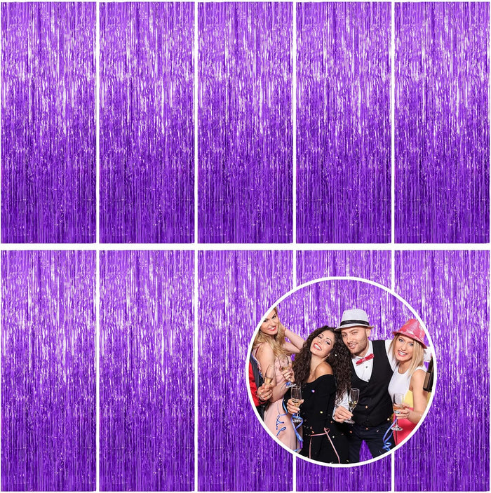 2 Pack Foil Curtain Backdrop Silver Metallic Tinsel Foil Fringe Curtains Photo Booth Props for Birthday Wedding Engagement Baby Shower Bachelorette Christmas Holiday Celebration Party Decorations