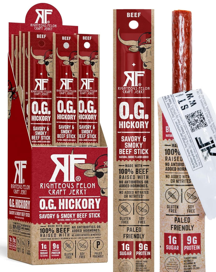 Righteous Felon Meat Sticks Variety Pack | Healthy Snack for Adults | Gluten Free & Keto Meat Sticks | Low Sugar & High Protein | Turkey, Pork, Beef Sticks | Jerky Gifts for Men | 24 Pack