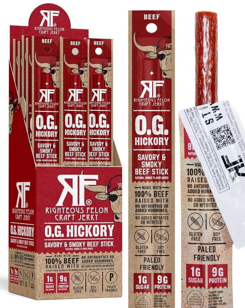 Righteous Felon Meat Sticks Variety Pack | Healthy Snack for Adults | Gluten Free & Keto Meat Sticks | Low Sugar & High Protein | Turkey, Pork, Beef Sticks | Jerky Gifts for Men | 24 Pack
