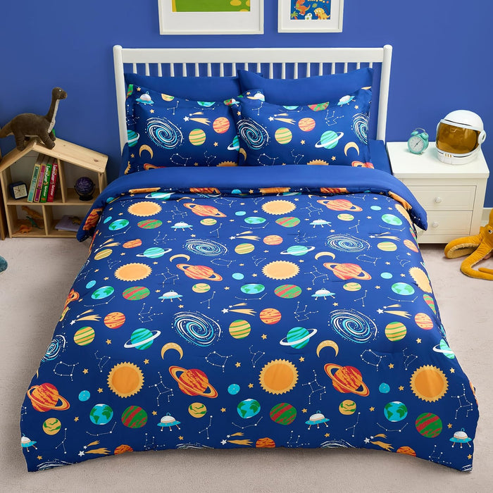 Joiedomi Kid Twin Comforter Set 5 Piece Unicorn Rainbow Bedding Set for Boys/Girls Super Soft Microfiber Bed in a Bag with Comforter Sheets Pillowcase & Sham