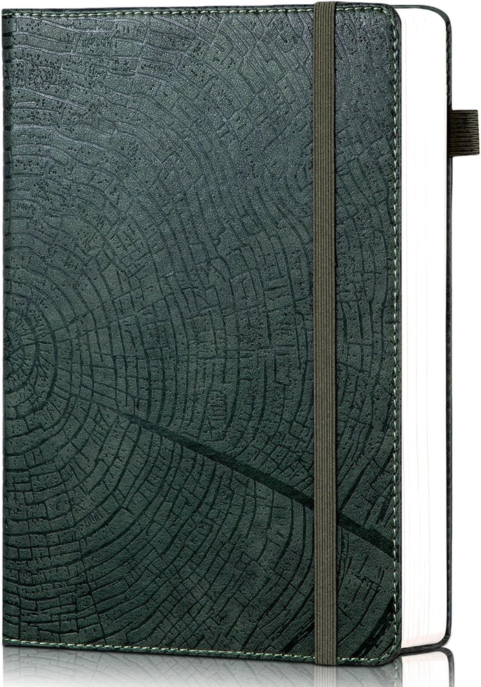 CAGIE Lined Journal for Men Women, Tree Growth Ring Leather Bound Journal Notebook, 256 Pages 100 GSM Journals for Writing, A5 Hardcover Journaling Notebooks for Work, Note Taking