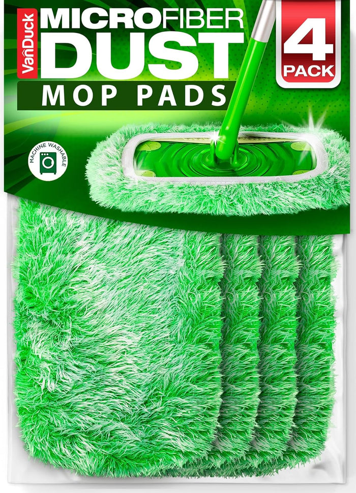 VanDuck Reusable Mop Pads Compatible with Swiffer Sweeper (4-Pack) - Washable Microfiber Mop Pads for Wet & Dry Use - All Purpose Floor Mopping and Cleaning Product
