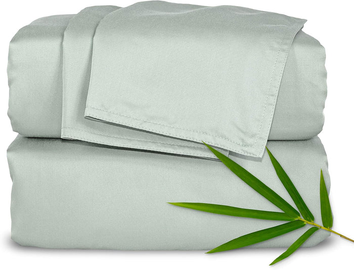 Pure Bamboo Queen Sheets, Genuine 100% Organic Viscose Derived from Bamboo Bed Sheet Set, Luxuriously Soft & Cooling, Double Stitching, 2 Year Quality Promise (Queen, Sterling Blue)