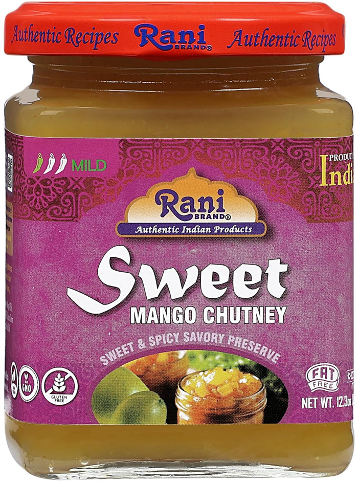 Rani Sweet Mango Chutney (Indian Preserve) 12.3oz (350g) Glass Jar, Ready to eat, Vegan ~ Gluten Free, All Natural, NON-GMO