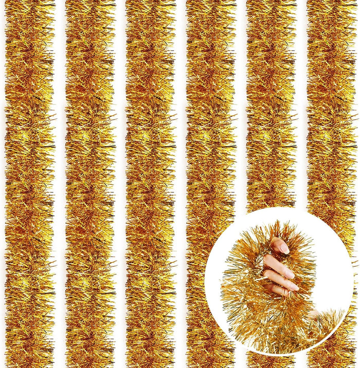 LITLANDSTAR 118 Feet Red Christmas Tinsel Garland, Metallic Twist Garland Shiny Hanging Foil Tinsel Garland for Christmas Tree Home Office Party Decoration