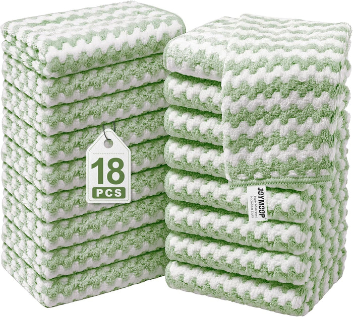 JOYMOOP Microfiber Cleaning Cloths – 18 Pack, 10" x 10", Pink – Reusable, Lint-Free, Super Absorbent Towels for Kitchen, Car, and Household Cleaning