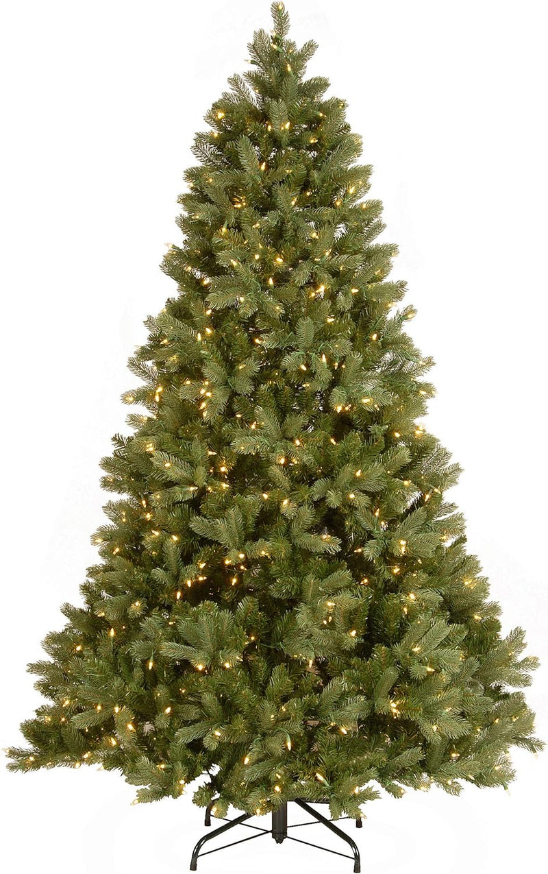 National Tree Company Pre-Lit 'Feel Real' Artificial Full Downswept Christmas Tree, Green, Douglas Fir, Dual Color LED Lights, Includes PowerConnect and Stand, 6.5 Feet