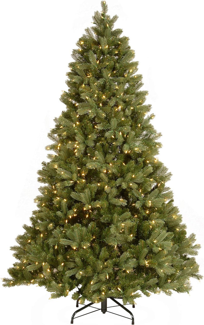 National Tree Company Pre-Lit 'Feel Real' Artificial Full Downswept Christmas Tree, Green, Douglas Fir, Dual Color LED Lights, Includes PowerConnect and Stand, 6.5 Feet