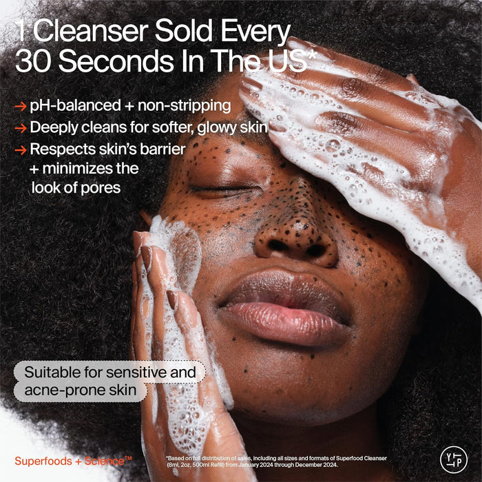 Youth To The People Superfood Facial Cleanser - Kale + Green Tea Daily Face Wash, Gentle Makeup Remover, with Soothing Antioxidants for Glowing Skin, pH Balance, Clean Pores, Sulfate-free, Refillable