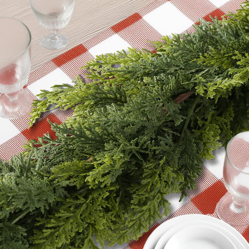 9FT Real Touch Norfolk Christmas Pine Garland Set of 2, Lifelike Artificial Bendable Greenery Garland for Front Door, Mantle, Staircase, Windowsill Indoor Outdoor Christmas Decorations