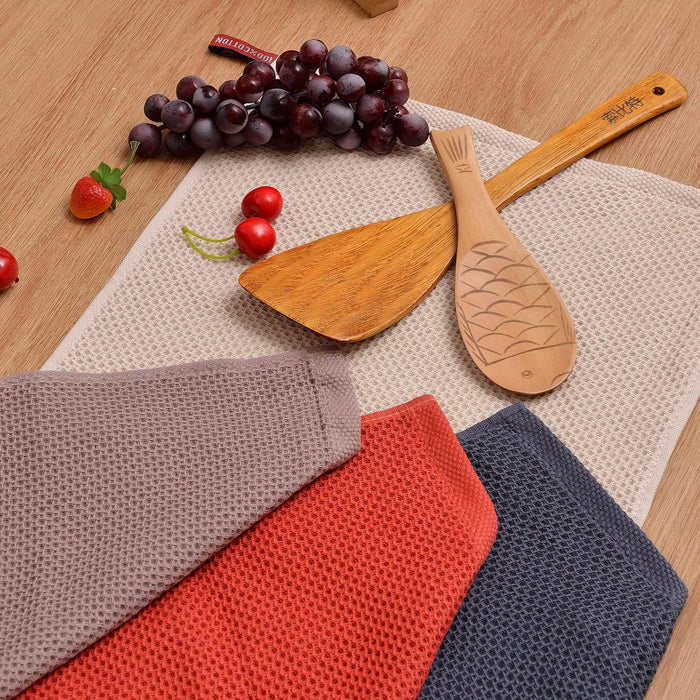 BALCONY & FALCON Waffle Weave Dish Towel Kitchen Towel Hand Dish Rags Great for Household Cooking Cleaning Kerchief,12x12inches,Set of 6 Beige