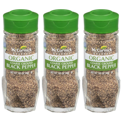 McCormick Gourmet Organic Coarse Ground Black Pepper, 1.62 oz (Pack of 3)