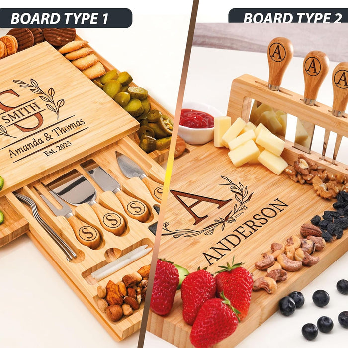 Personalized Charcuterie Board for Christmas, Custom Engraved Large Cheese Board, Perfect Housewarming Gifts for Couples - Women, Customized Wedding, Anniversary, Housewarming & New Home Gifts
