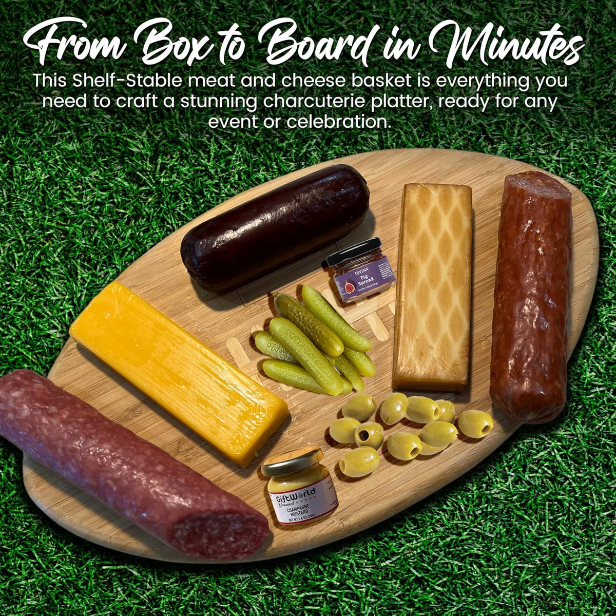 Deluxe Charcuterie Food Items, Meat and Cheese Gift Basket with Salami, Summer Sausage, Charcuterie Board Food Gifts for Men - Father's Day, Mother's Day, Easter, House Warming, Care Package, Thanksgiving, and Christmas Gifts (10-item Bundle)