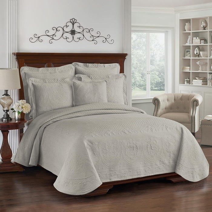 King Charles Modern Farmhouse Floral Matelasse Bedspread, 100% Cotton Breathable Bedding, King/CalKing, Sage