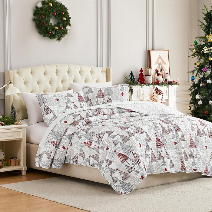 Southshore Fine Living, Inc. Oversized Full/Queen Quilt Bedding Set, Jacobean Willow Floral Quilt Set Queen or Full Size with 2 Matching Pillow Shams, Lightweight Bedspread, Soft and Cozy, Red