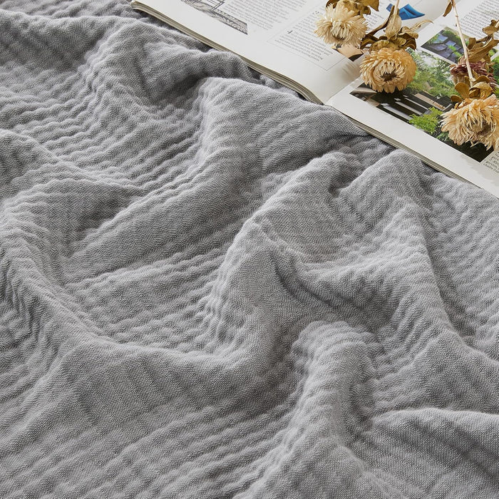 EMME Cooling Throw Blanket for Hot Flashes Muslin Throw Blanket 100% Cotton Throws Gauze All Season Soft Lightweight Breathable (Light Grey, 60"x80")