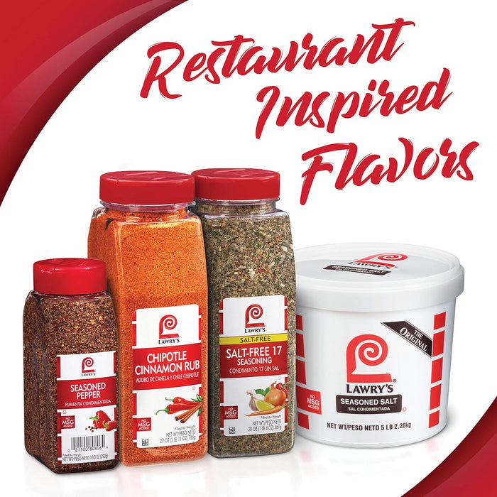 Lawry's Salt Free 17 Seasoning, 20 oz - One 20 Ounce Container of 17 Seasoning Spice Blend Including Toasted Sesame Seeds, Turmeric, Basil and Red Bell Pepper for Seafood Poultry and Beef