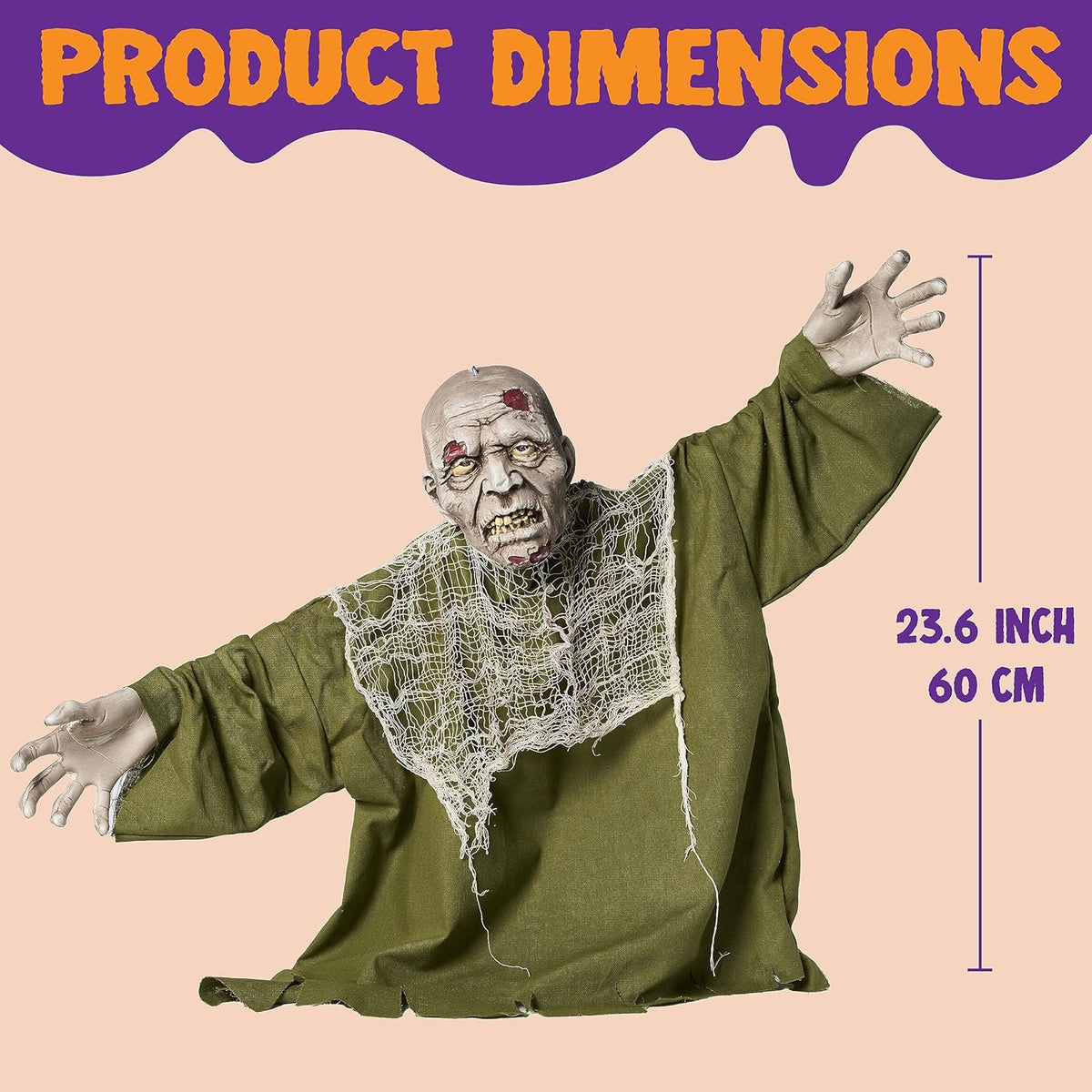 JOYIN Halloween Animated Zombie Groundbreaker Outdoor Decor with Light Up Eyes Creepy Animatronic Decorations with Movable Arms for Halloween Party Prop and Lawn Patio Yard Outside Decorations
