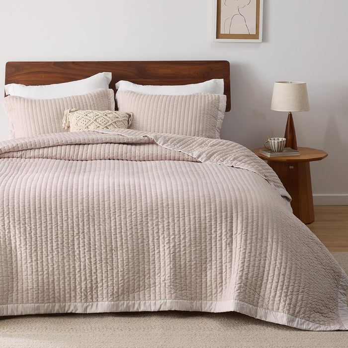 Bedsure Quilts Queen Size - Queen Quilt Bedding Set Bedspread Coverlet Comforter, Lightweight Corduroy Pattern Bedspread, 3-Piece Set with 90"x96" Coverlet & 2 Pillow Shams, All-Season Soft Microfiber