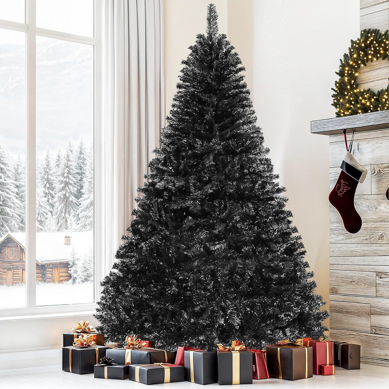 DWVO Unlit Full Artificial Christmas Tree 7.5ft, Green Realistic Fake Spruce Christmas Xmas Tree with 880 Branch Tips and Foldable Stand Easy Assembly Seasonal Holiday for Home Office Party Decoration