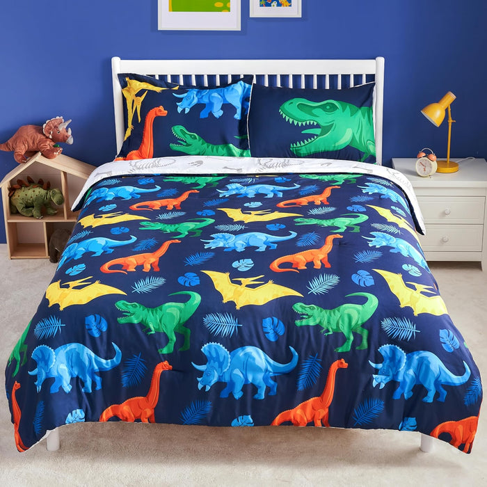 Joiedomi Kid Twin Comforter Set 5 Piece Unicorn Rainbow Bedding Set for Boys/Girls Super Soft Microfiber Bed in a Bag with Comforter Sheets Pillowcase & Sham