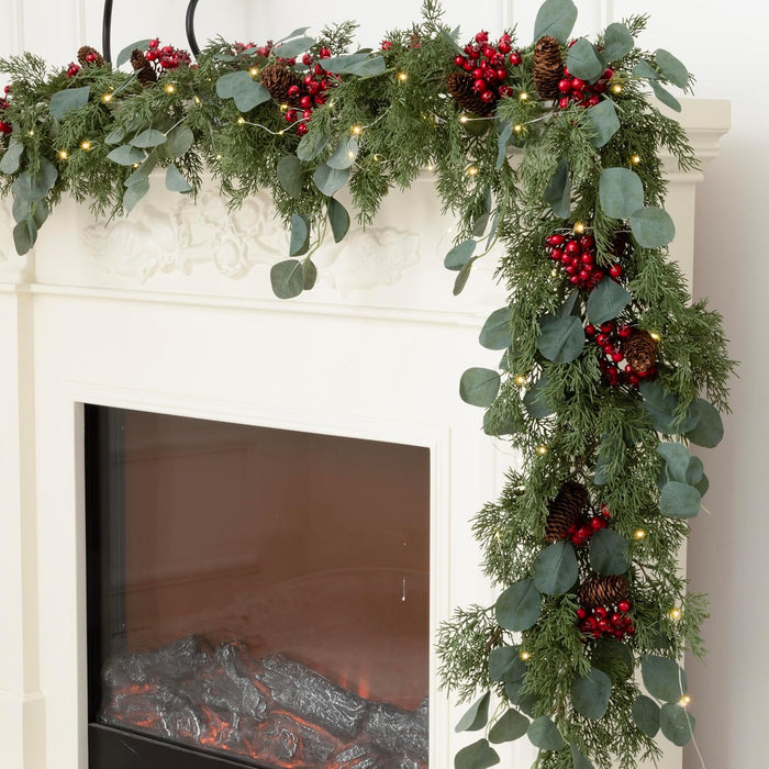 6.3FT Christmas 144 Branch Tips Cedar Garlands, Anna's Whimsy Artificial Pine Cypress Greenery Garland, Decorations Holiday Indoor Outdoor Christmas Decor Winter Garland
