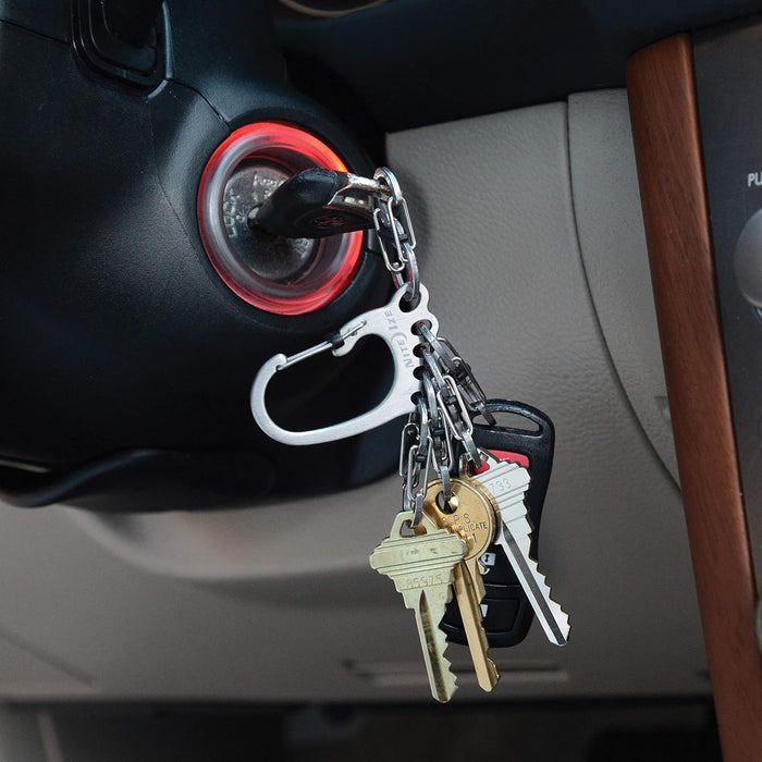 Nite Ize Bigfoot Locker KeyRack - Stainless Steel Holder for Car, House & Other Keys - Carabiner with S-Biners - Holds 15 Keys at Once - Carry Everyday Essentials - Silver